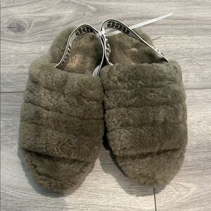 UGG Plush Slippers in Olive Green NEW